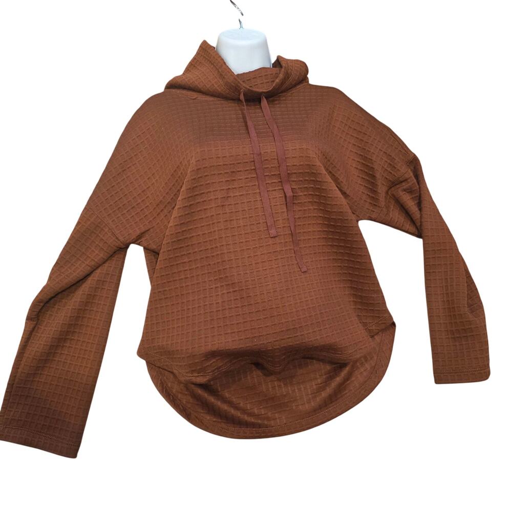 NWT Max Studio brown cowl neck soft waffle knit top sz M